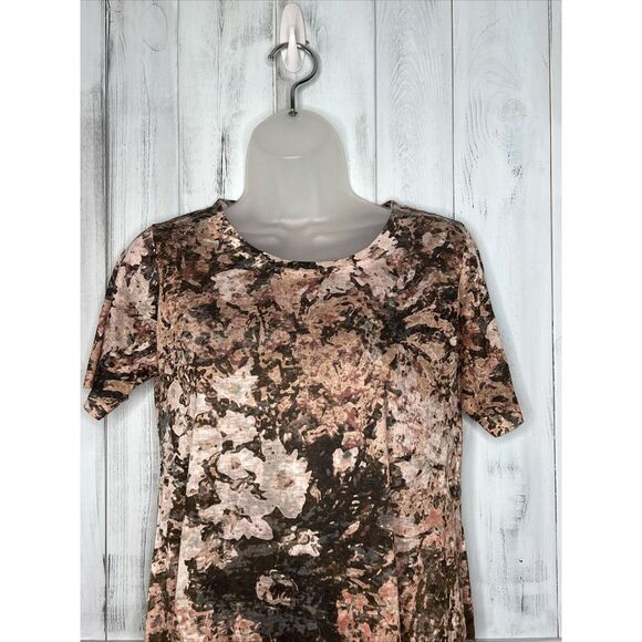 LOGO LORI GOLDSTEIN PINK GRAY FLORAL WATERCOLOR ASYMMETRICAL LIGHT TUNIC TOP XS - Picture 3 of 16